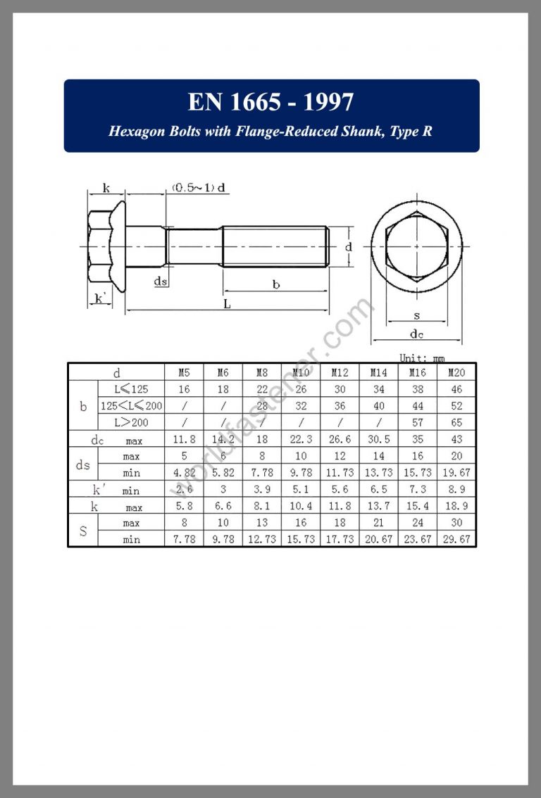EN 1665 Fasteners, Bolt, Nut, Screw