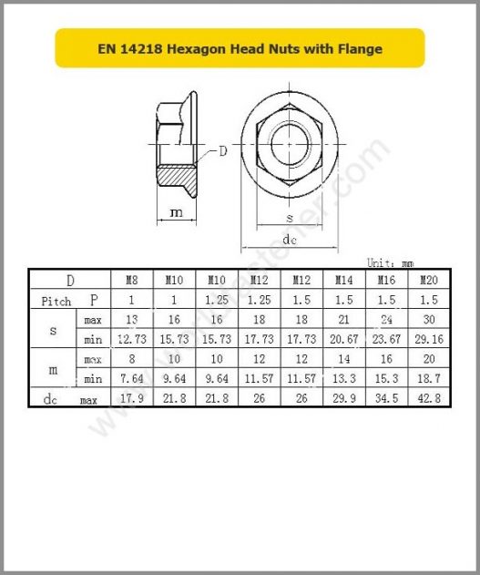 EN 14218 Hexagon Head Nuts with Flange | Fasteners, Bolt, Nut, Screw
